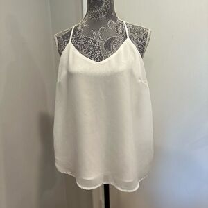 Olivia Grey Women’s Large Bright White Adjustable Spaghetti Strap Halter Blouse.